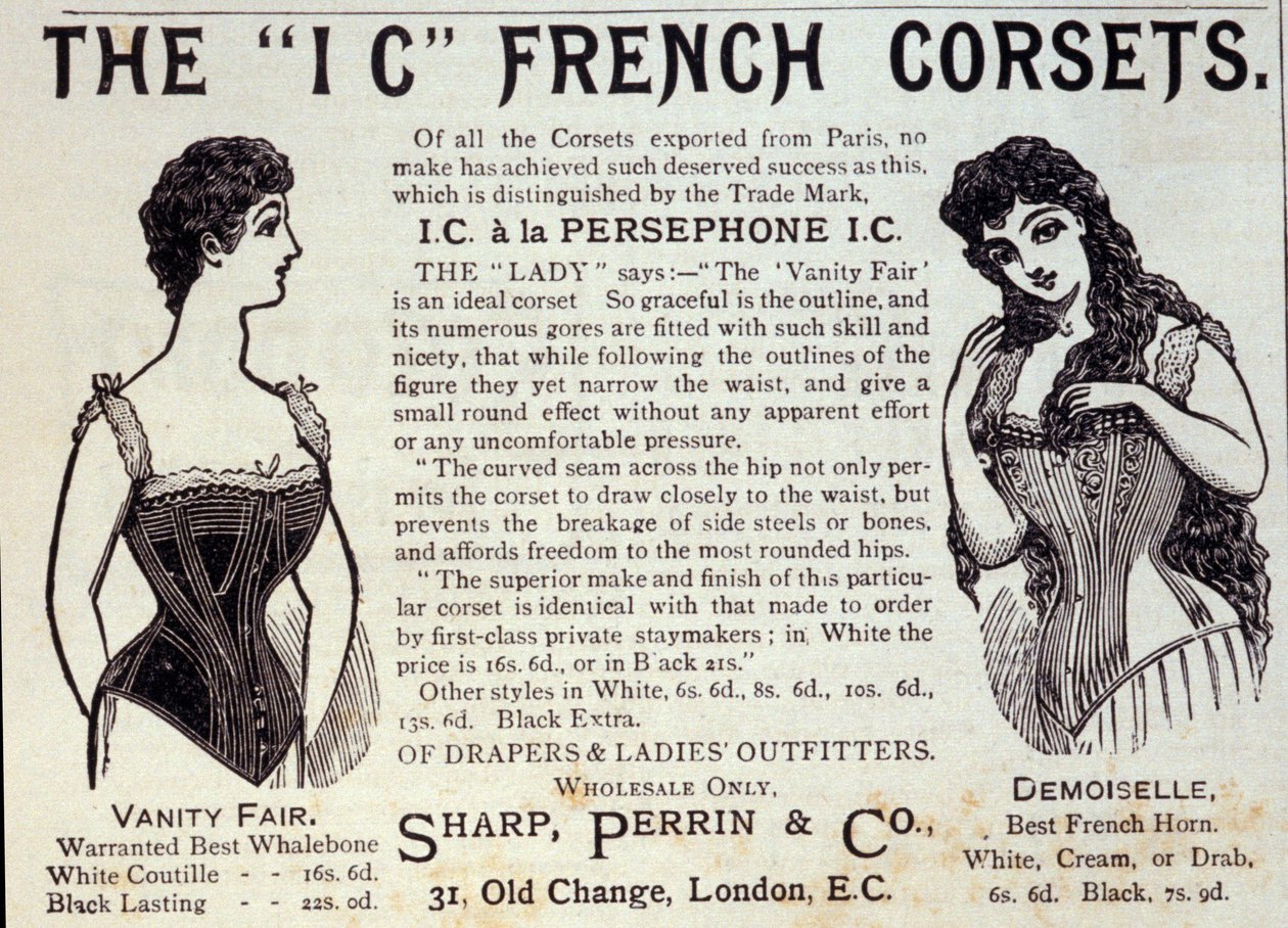 Reklame for franske korsetter. 1888 af Unknown artist