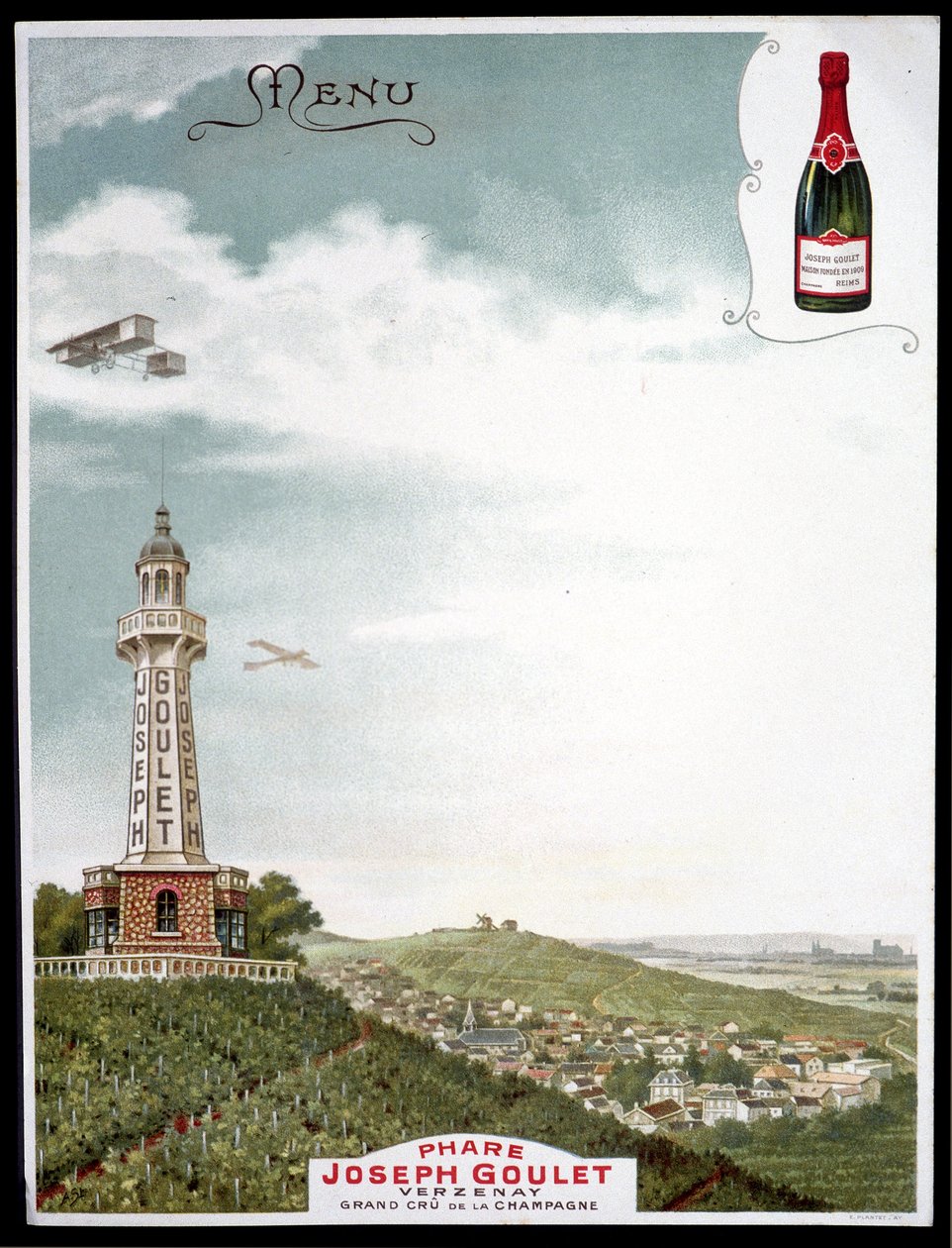 Reklame for mærket "" Joseph Goulet - Verzenay - Grand cu de la Champagne". af Unknown artist