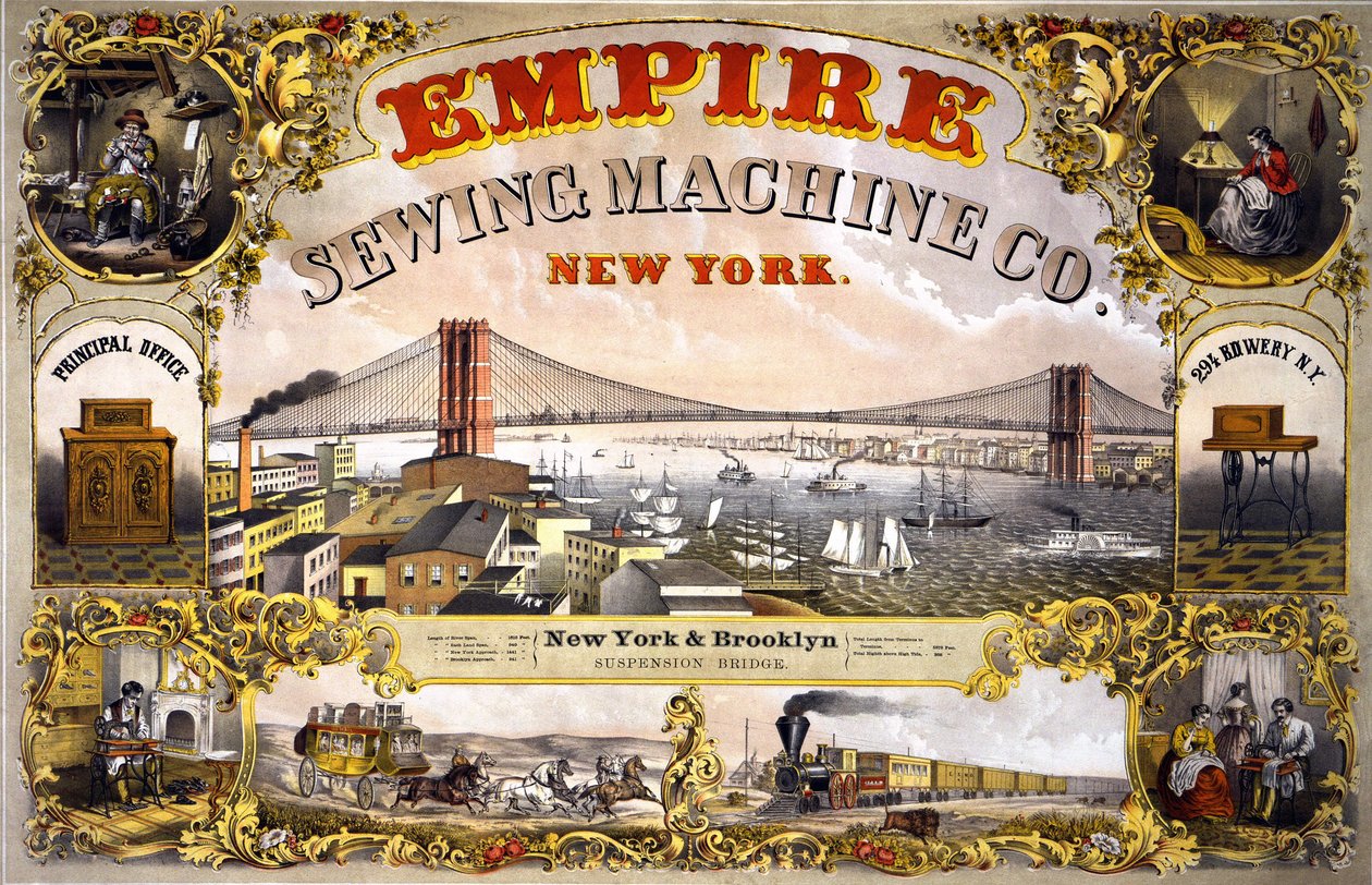 Reklame for symaskinen "Empire Sewing Machine, New York", ca. 1870. af Unknown artist