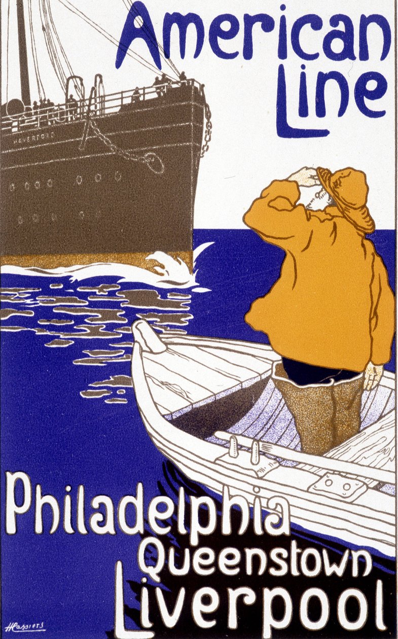 Reklameplakat for den amerikanske linje "Philadelphia - Queenstown - Liverpool" i "Pictorial Placard"", Bruxelles af Unknown artist