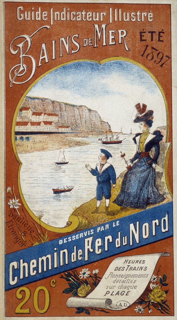 Reklameplakat for Indikatorguiden Illustrerede havbade betjent af Northern Railway, sommeren 1897 af Unknown artist
