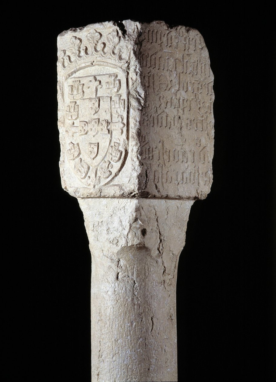 Afrikansk kunst: detalje af en besiddelsessøjle kendt som Saint Augustine erige af den portugisiske opdagelsesrejsende Diogo Cao (eller Diego Cam) i det sydlige Angola. 1486. Lissabon, Nationalmuseet for oldtidskunst af Unknown artist