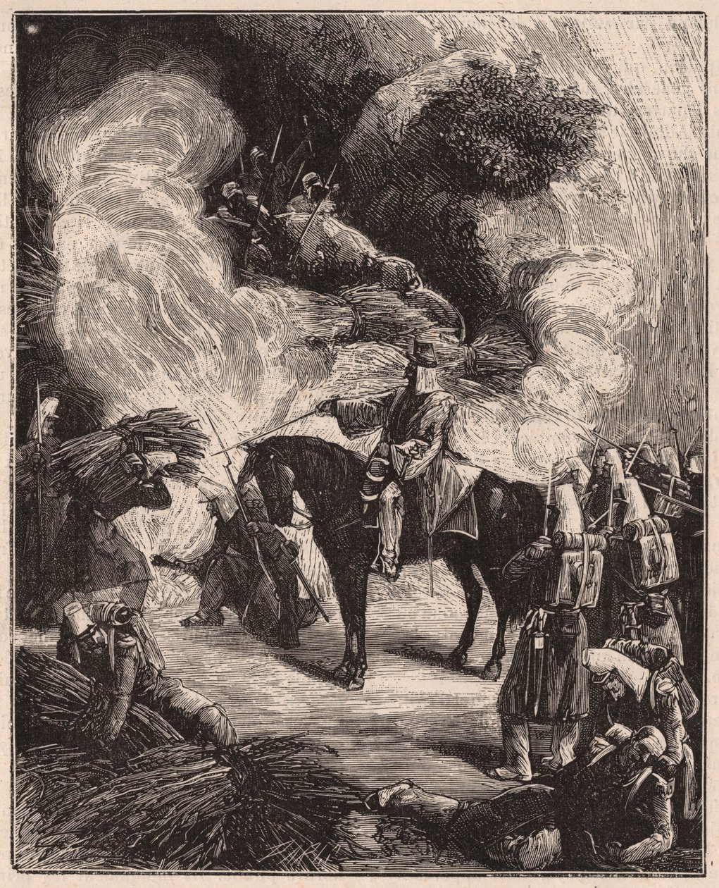 Afrikanske tropper kvæler algeriere i en grotte under erobringen af Algier-regentens område i 1844-45 af Unknown