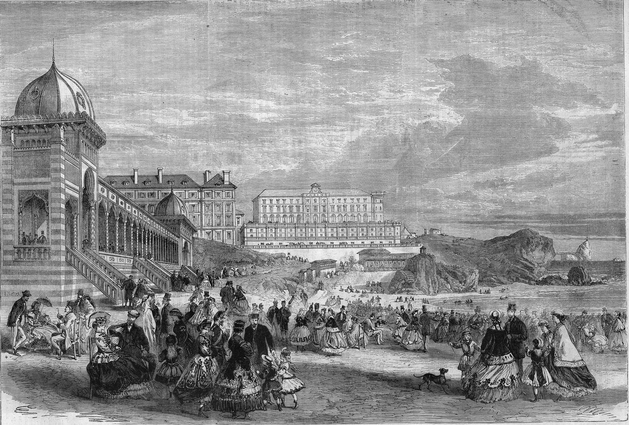 Eftermiddag ved havbadene i Biarritz i 1867. af Unknown artist