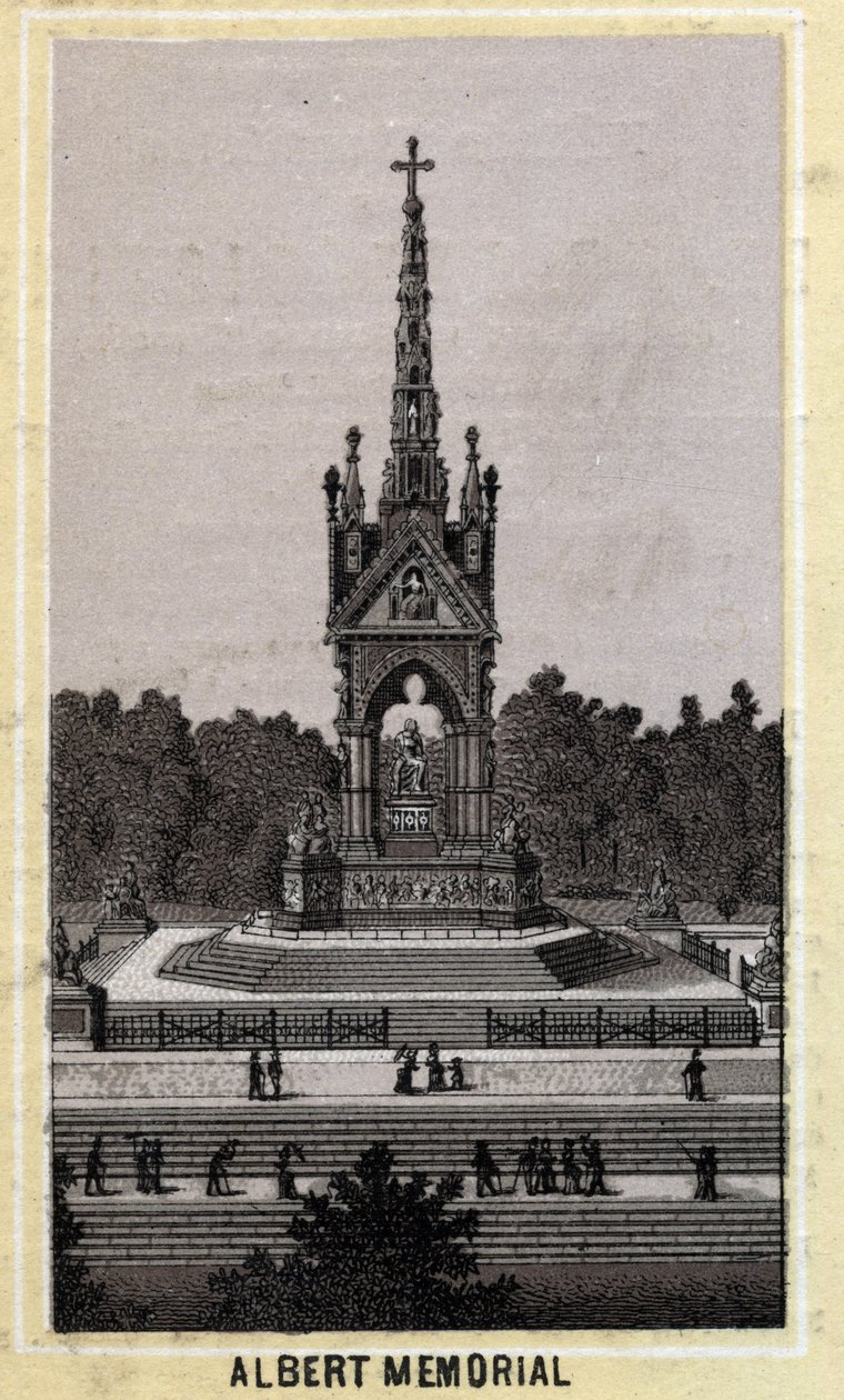 Albert Memorial, London, England. Slutningen af det 19. århundredes kromolitografi. af Unknown artist