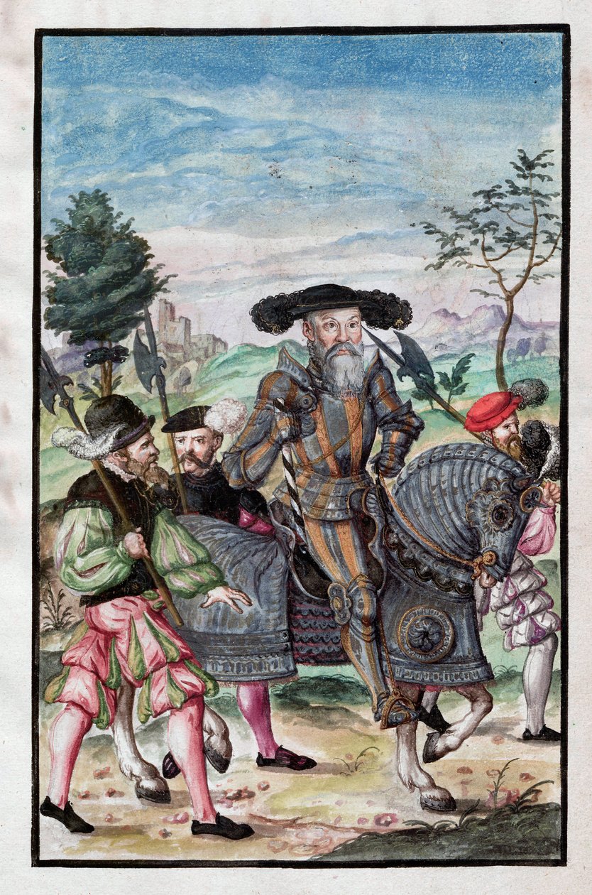Albert de Brandebourg (Albrecht von Brandenburg-Ansbach) (1490-1568) - Albert, hertug af Preussen (Fra: Krigsorden) - Anonym - 1555 - Akvarel og blæk på papir - 39x26 - Berlins statsbibliotek ©FineArtImages/Leemage af Unknown artist