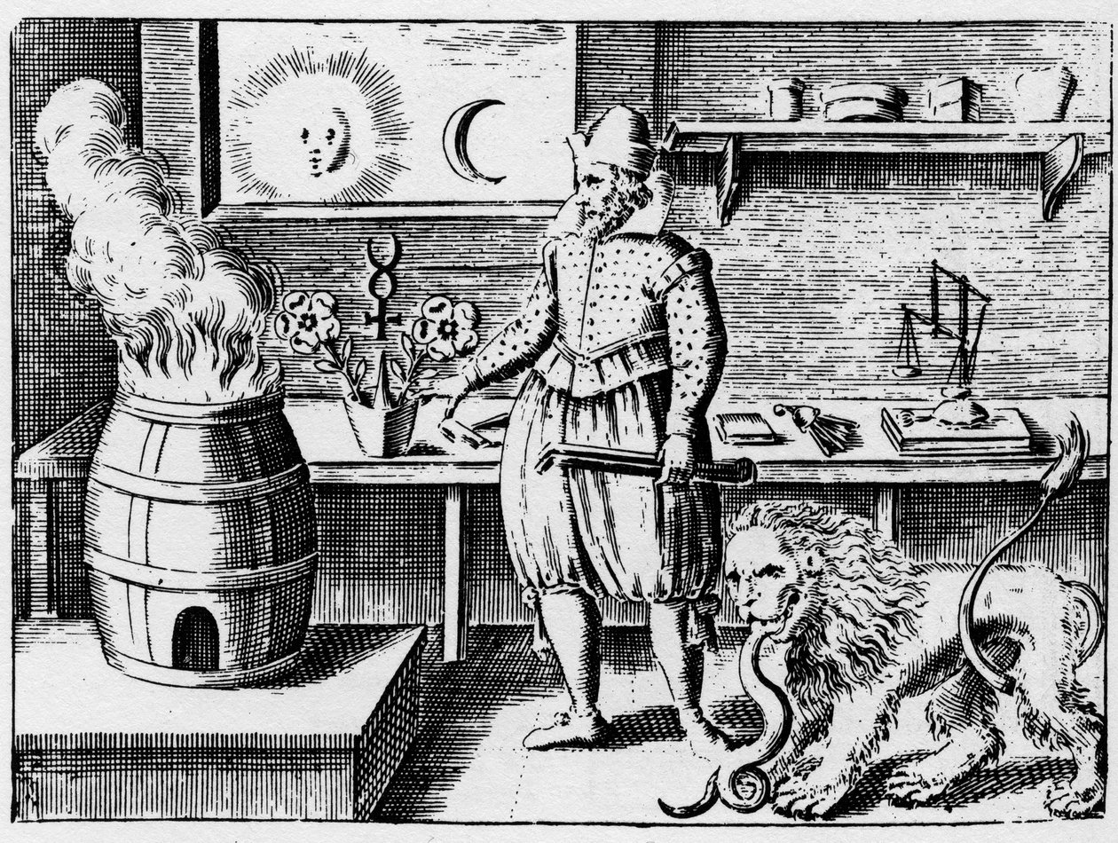Alchimie - La flamamme - Indgravering af 1659 i "L