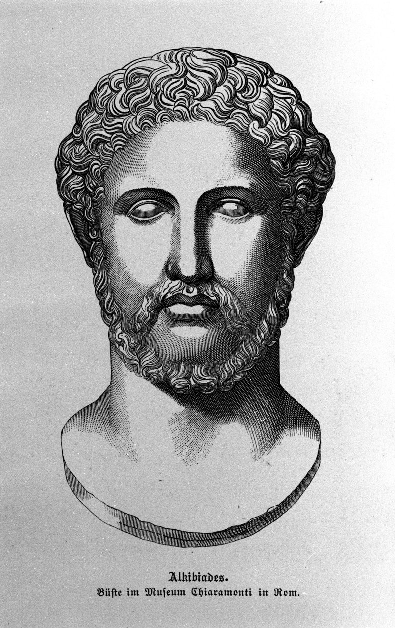 Alcibiad (450-404 f.Kr.) general og athensk statsmand. Portræt af en romersk buste. 19. århundrede af Unknown artist