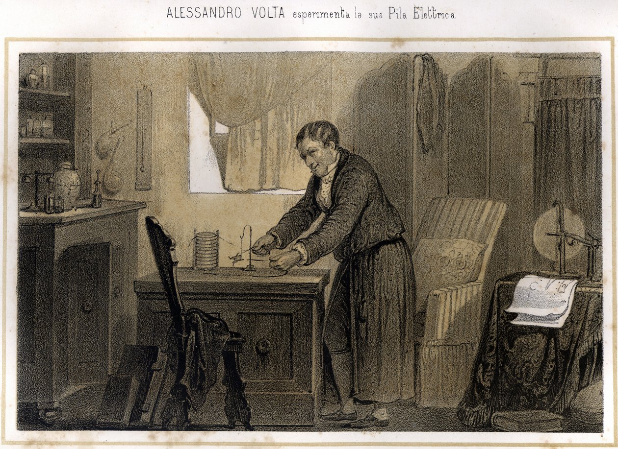 Alexandre (Alessandro) Volta (1745 - 1827) og hans erfaring med det elektriske batteri - i "" Storia d