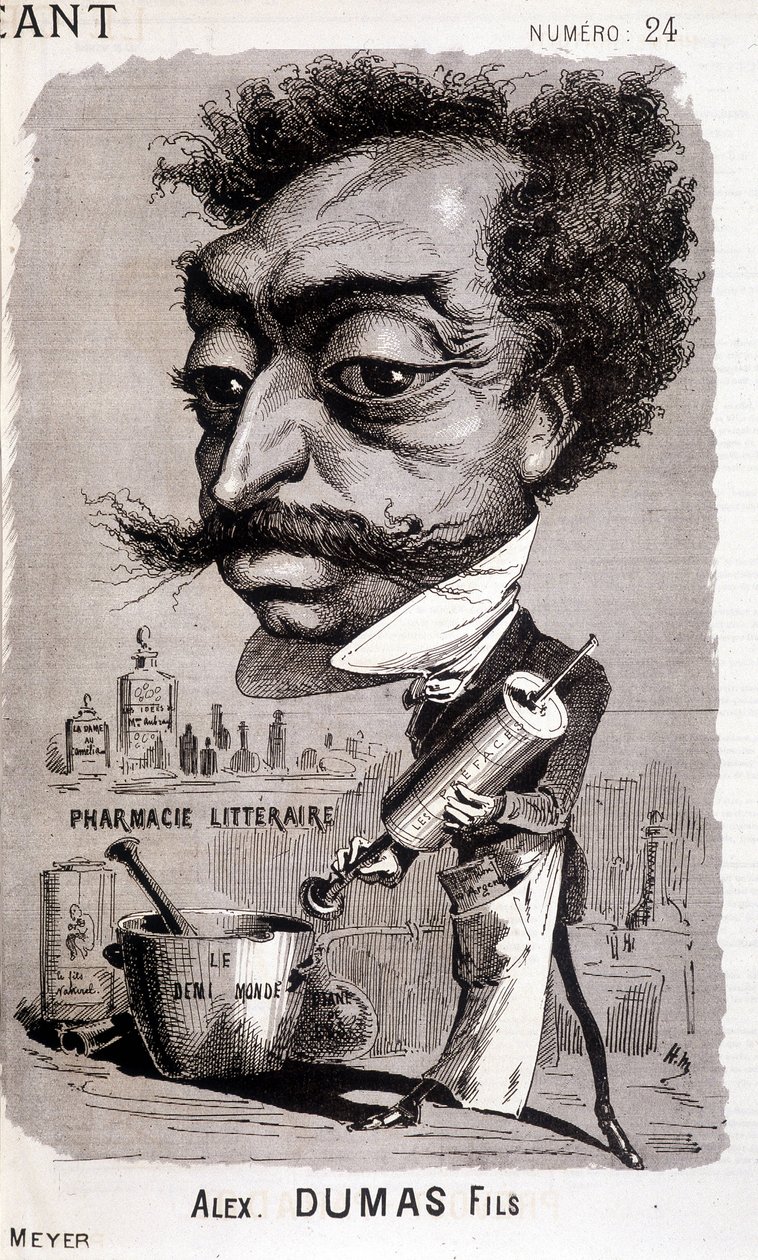 Alexandre Dumas Fils og hans "" litterære apotek"" - i "" Le Géant"" af 02/08/1868 af Unknown artist