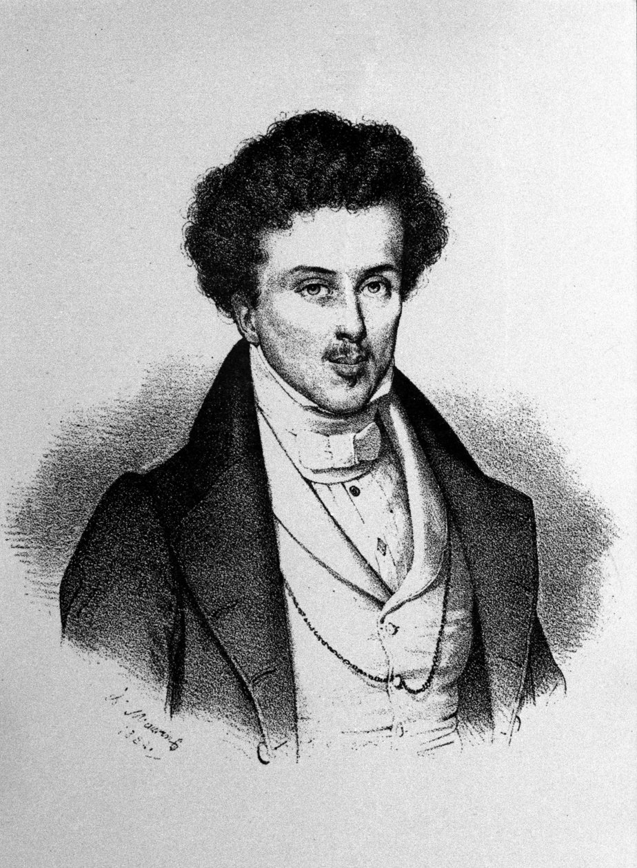 Alexandre Dumas i en alder af niogtyve og gravering omkring 1884. af Unknown artist