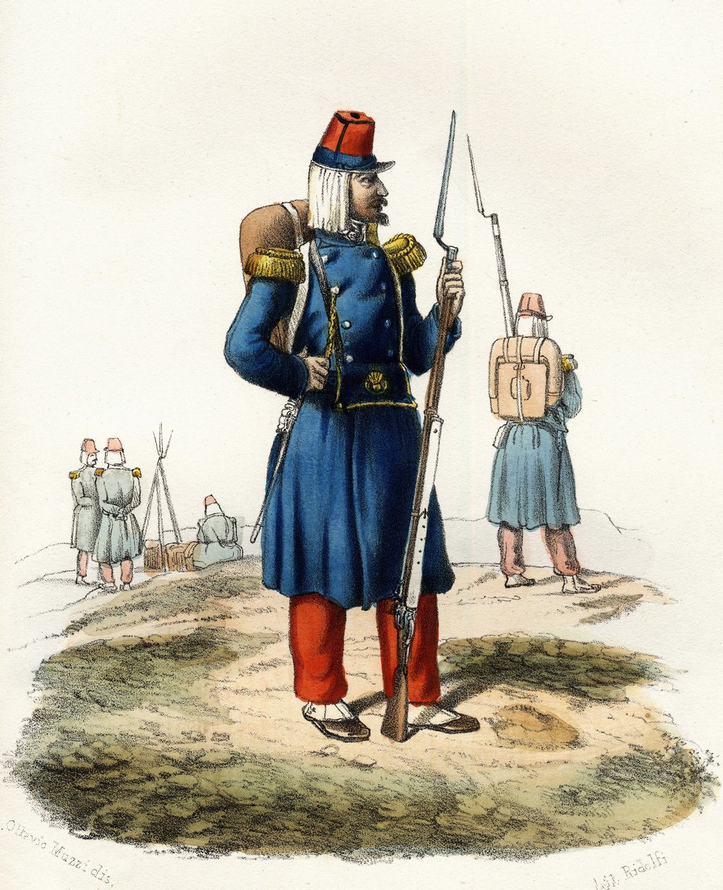 Algerie, let infanteri fra den franske hær i Afrika under ekspeditionen i 1830. I "" Storia d