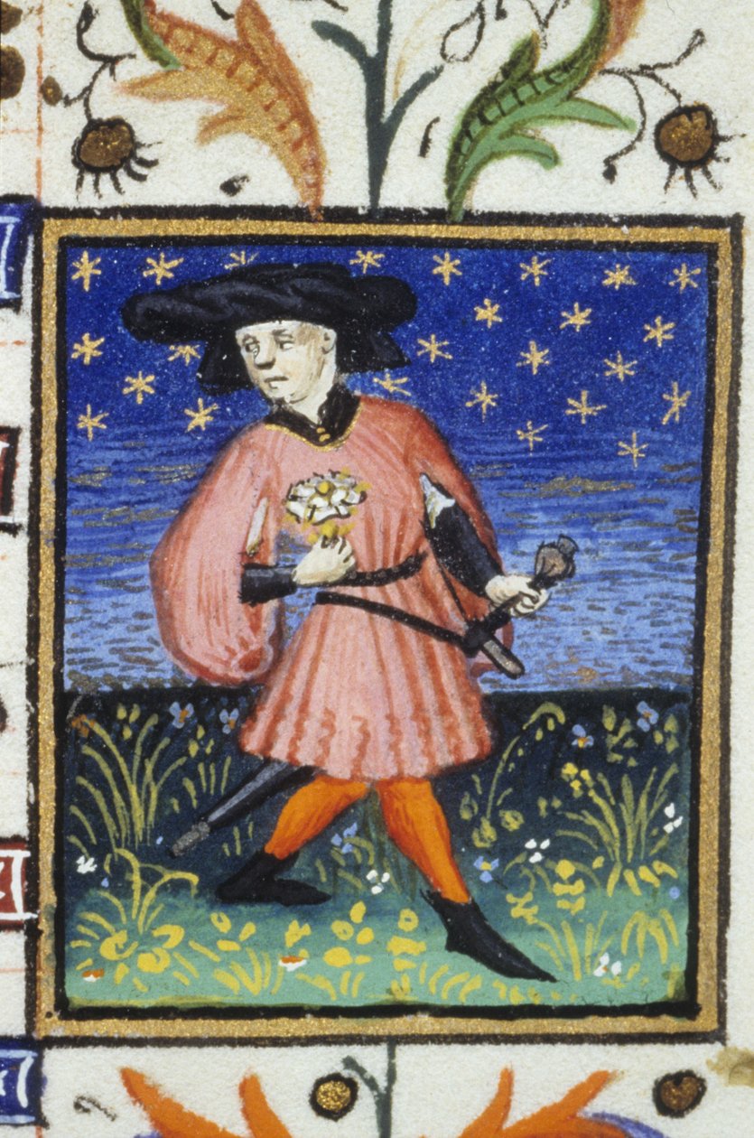 Allegorisk fremstilling af april- En mand, der plukker tusindfryd af Unknown artist