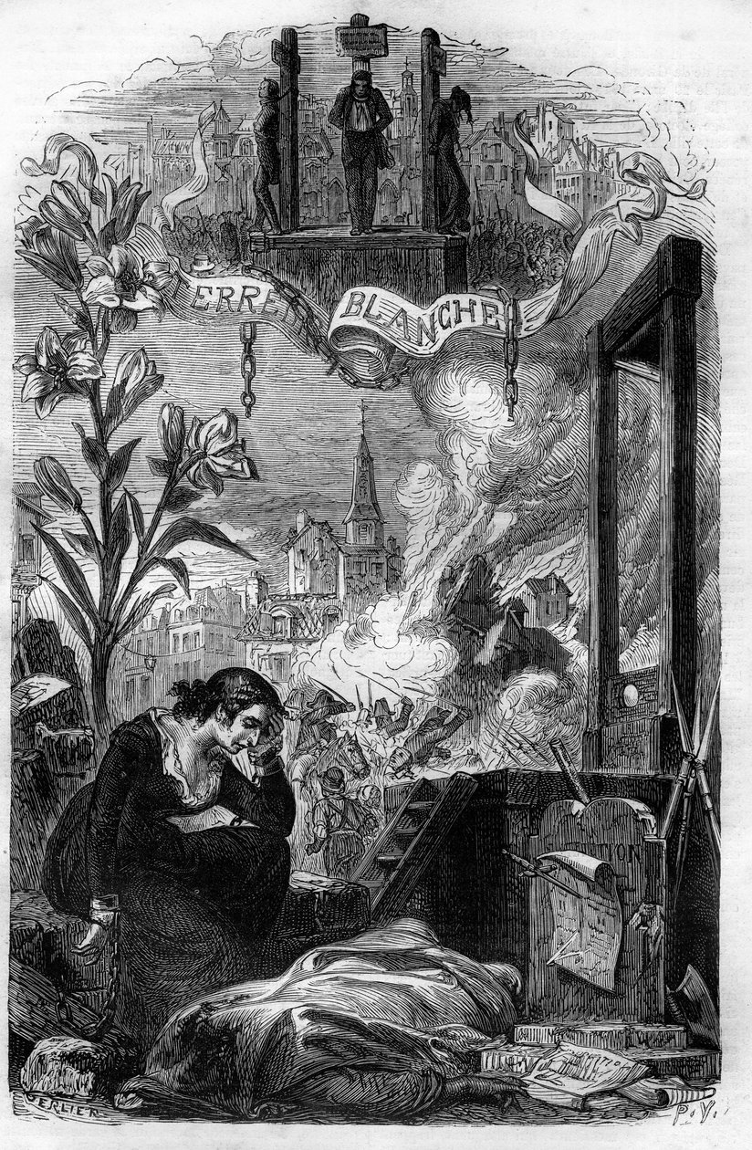 Allegori af La Terreur blanche i Frankrig i 1815 (royalistisk reaktion, der fandt sted, efter Napoleons fald, mod bonapartister og tidligere revolutionære.) Indgravering af det 19. århundrede. af Unknown artist
