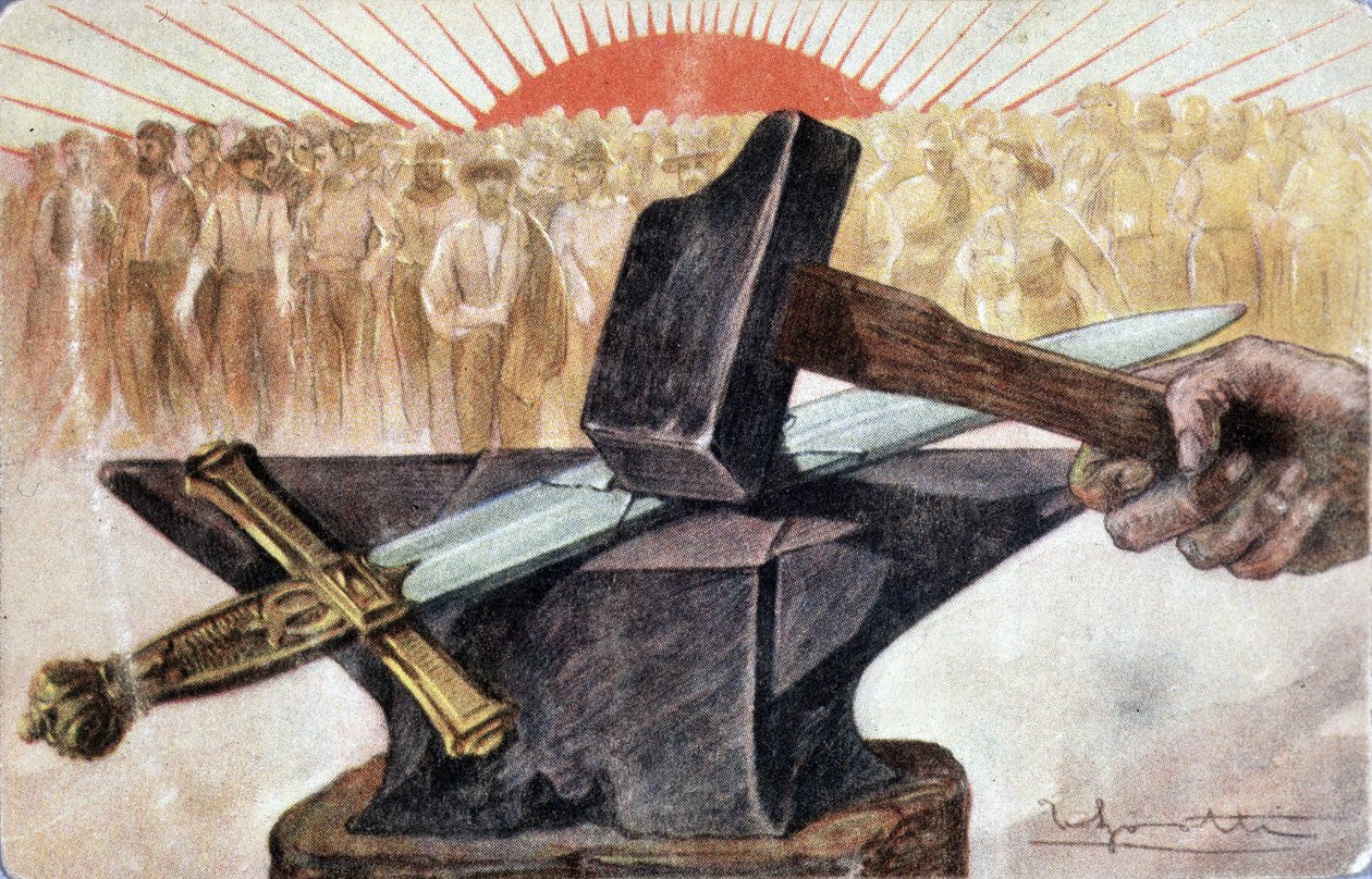 Allegori om socialisme med arbejdersymboler (ambolt og hammer). af Unknown artist