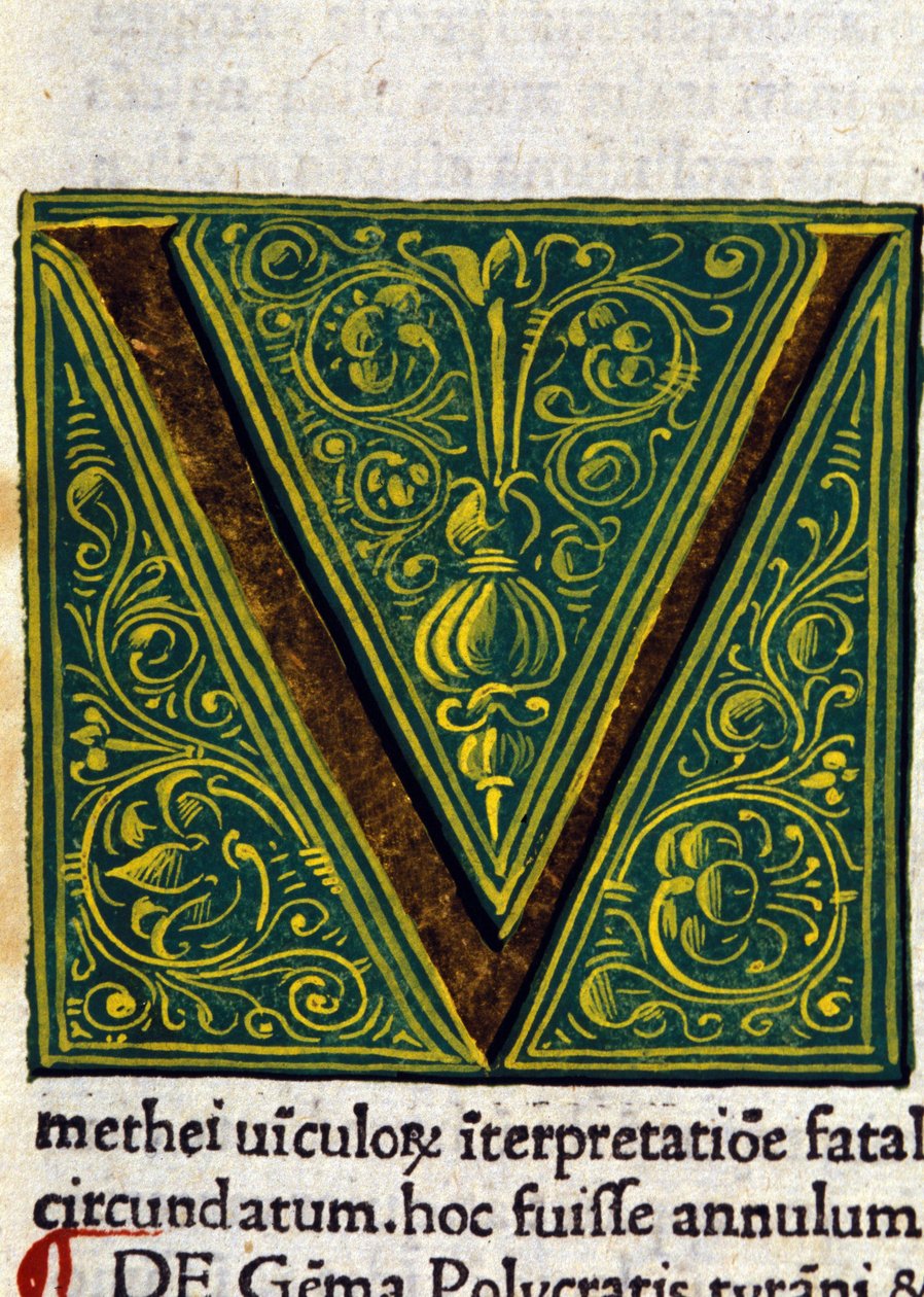 Alfabet: miniaturet bogstav V af Unknown artist