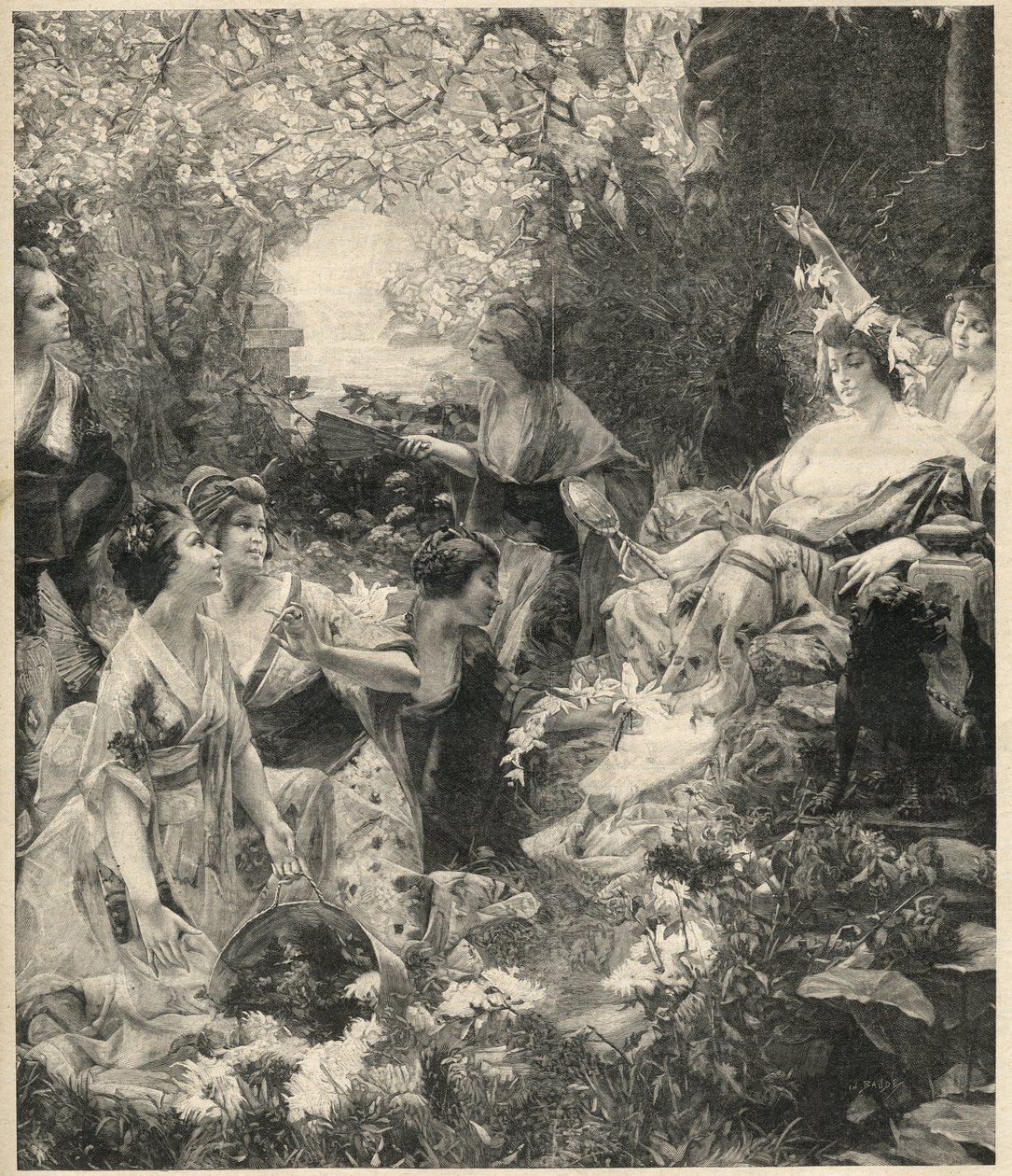 Amaterasu solens gudinde (solens gudinde) gravering af Paul Francois Quinsac (1858-1929) - Indgravering af 1899 af Unknown artist