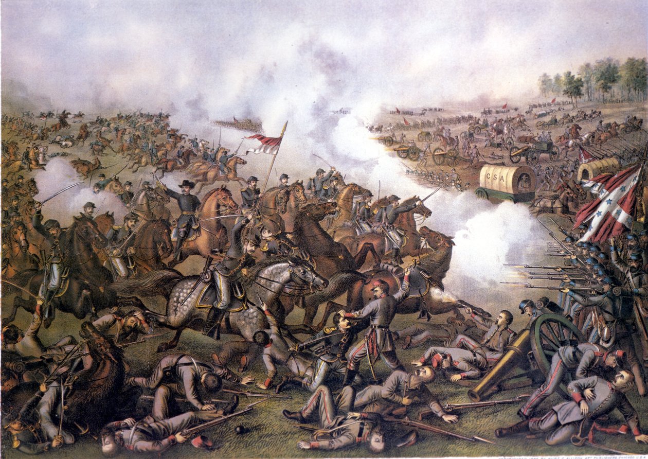 Amerikansk borgerkrig (1861 - 1865): Battle of Five Forks (Virginia) 1. april af Unknown artist