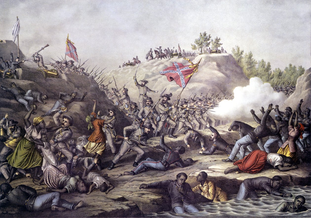 Amerikansk borgerkrig (1861 - 1865): Slaget ved Fort Pillow, Tennessee, 12. april af Unknown artist