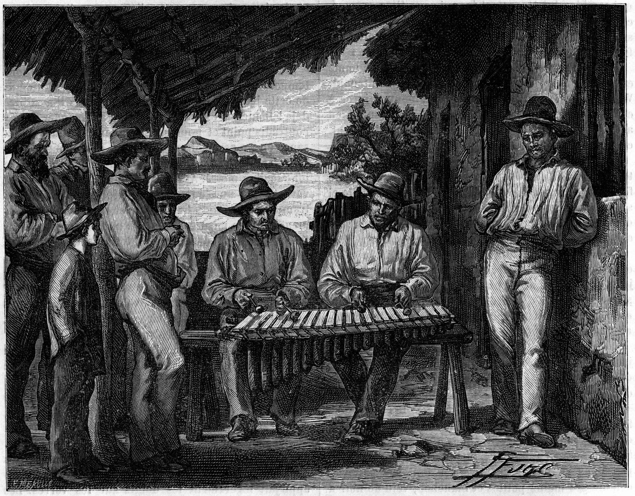 Et orkester af mexicansk marimba (xylofon). af Unknown artist