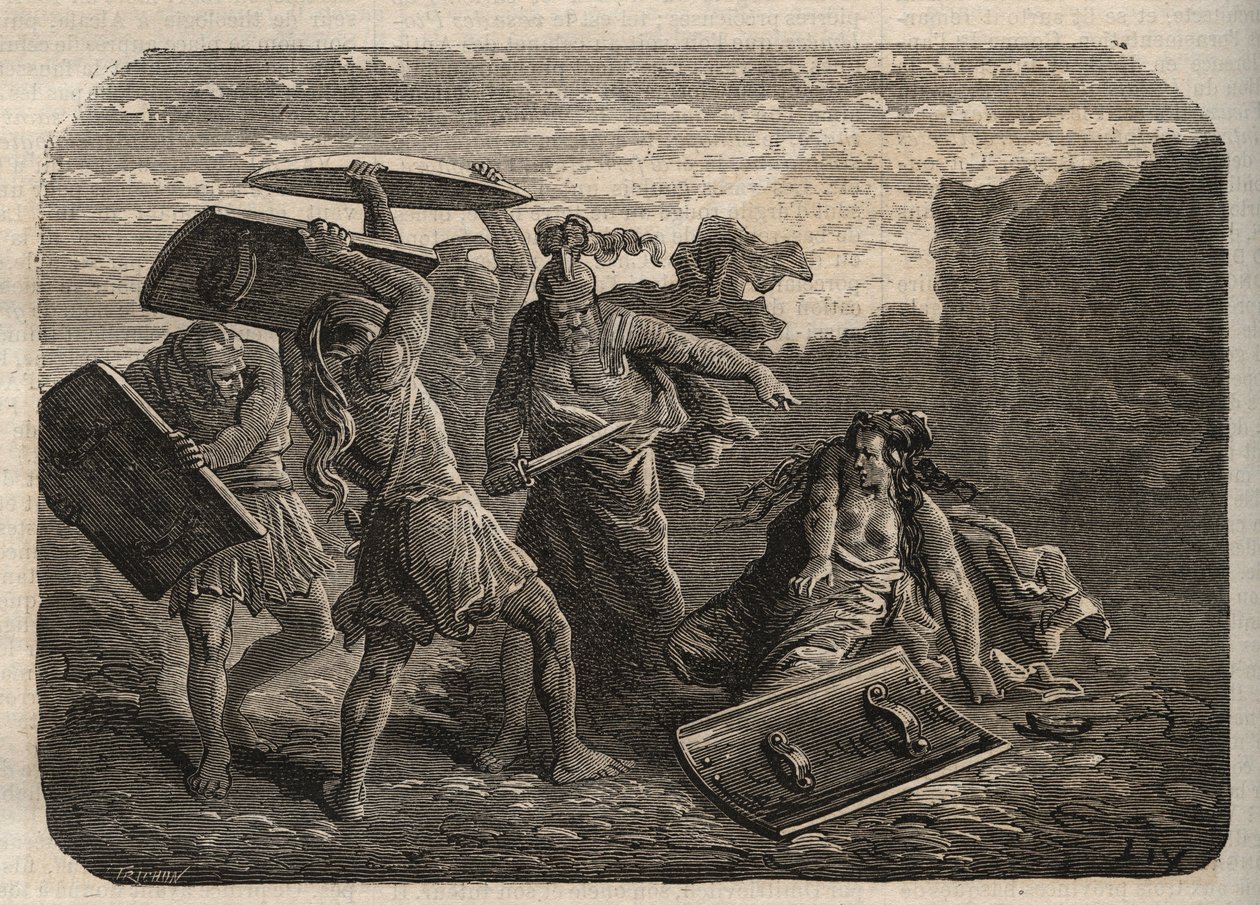 Det antikke Rom - Tarpeias straf - Tarpeias straf - gravering af Unknown artist