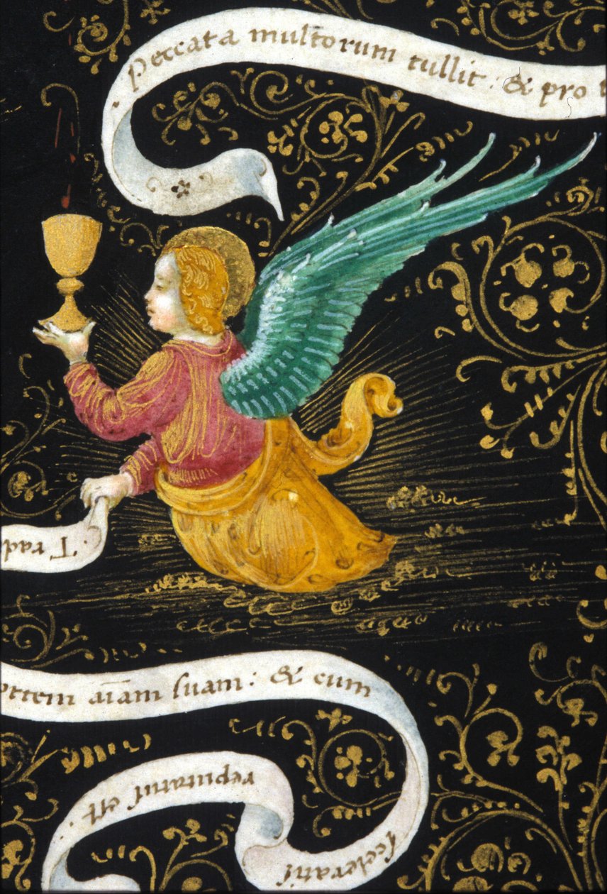 Engel iført en kalk. Miniature af Belbello da Pavia af Unknown artist