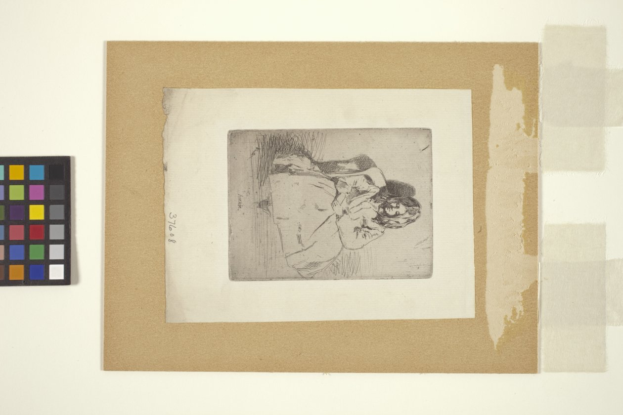 Annie, siddende (ætsning) af Unknown artist