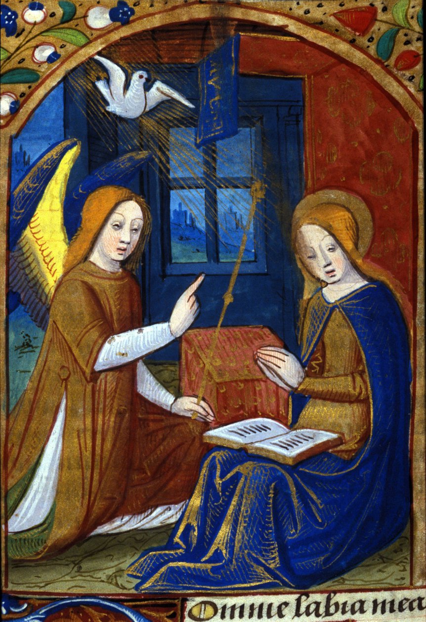 Bebudelse. 1400-tallets manuskript. Biblioteca Nazionale Braidense, Milano. af Unknown artist