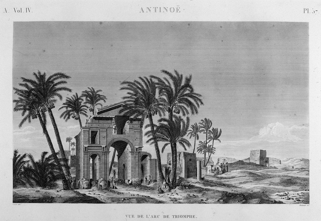 Antinoë: udsigt over Triumfbuen i "" Description of Egypt"", Imperial Editions af Unknown artist