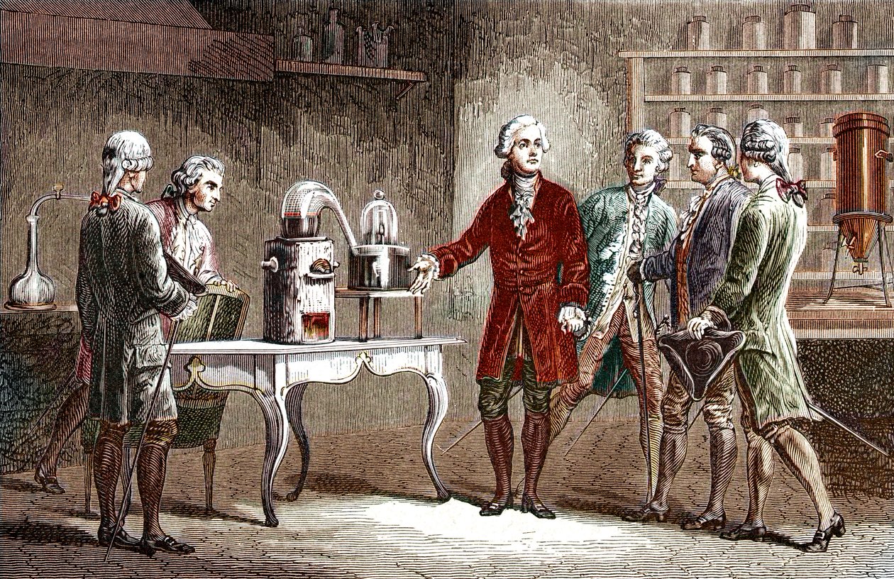 Antoine Laurent Lavoisier (1743-1894) udfører la decomposition de l