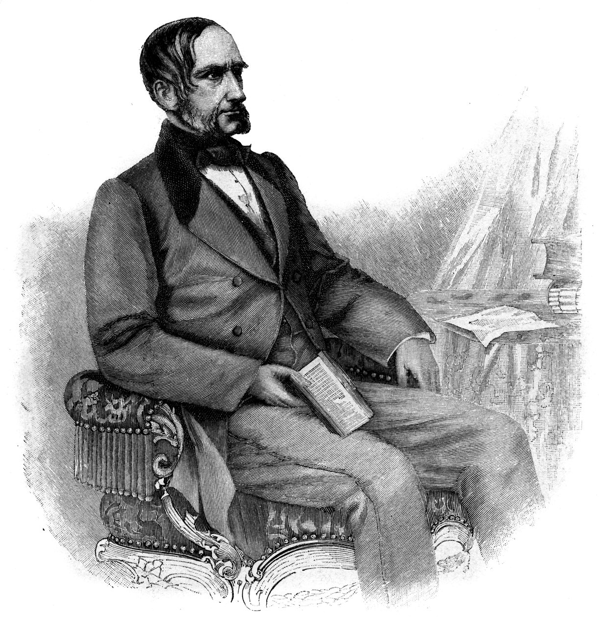 Anton von Schmerling, østrigsk politiker - stik - Portræt af Anton von Schmerling (1805-1893), østrigsk advokat og politiker af Unknown artist