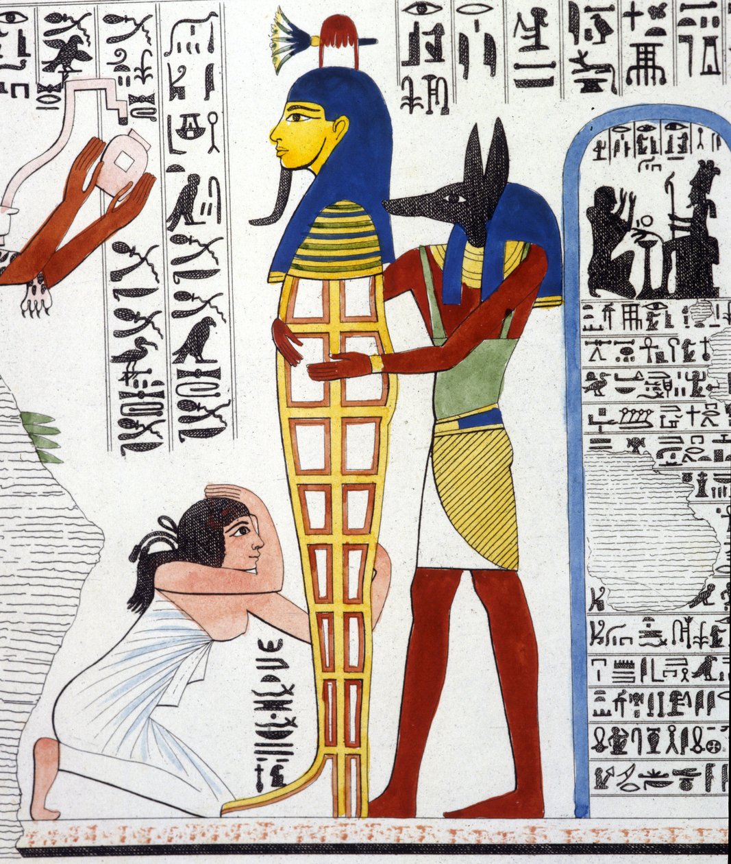 Anubis og en mumie - i "" Monuments of Egypt and Upper Nubia"" af Ippolito Rosellini (Rossellini). af Unknown artist