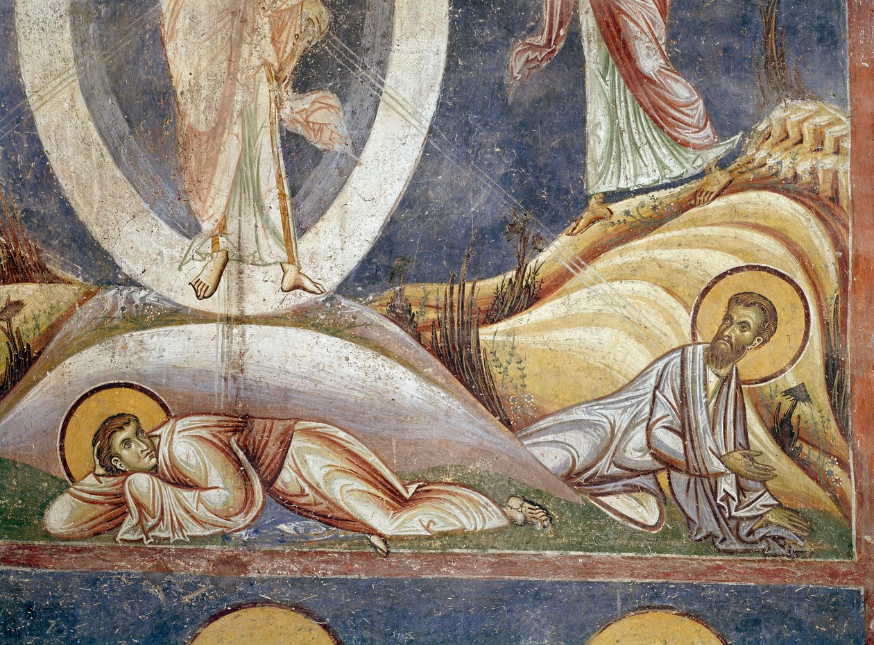 Apotres Jean og Jacques Detail. Forvandlingens fresko. 1164 Nerezi, Church of St. Clement, Macedoine af Unknown artist