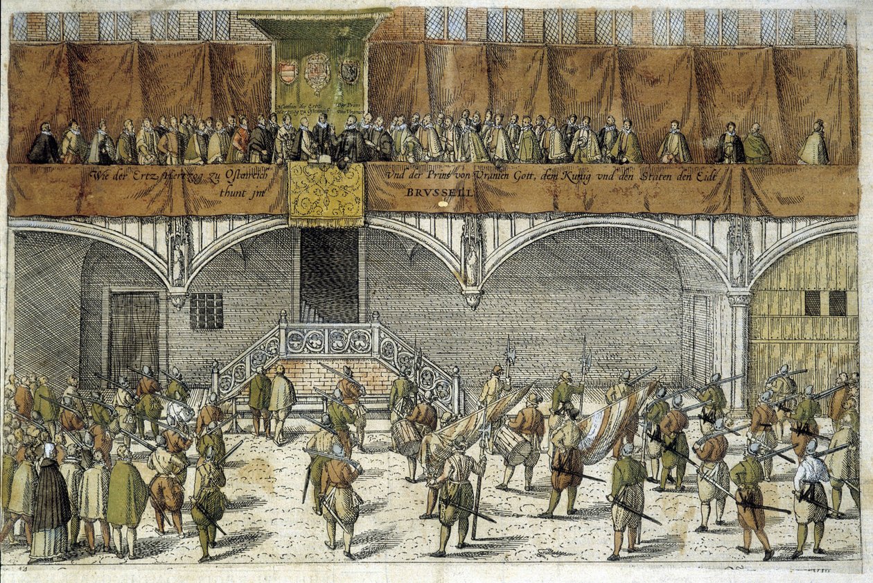 Ærkemester Mathias og Prins af Orange aflægger ed for at beskytte Hollands frihed af Unknown artist