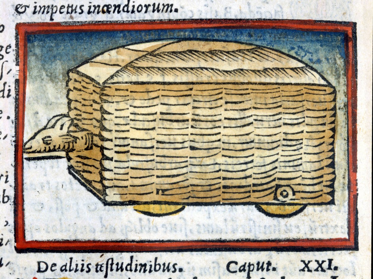 Vædderen - en slags tank - i "" De architectura""" af Vitruva fra 1630. af Unknown artist