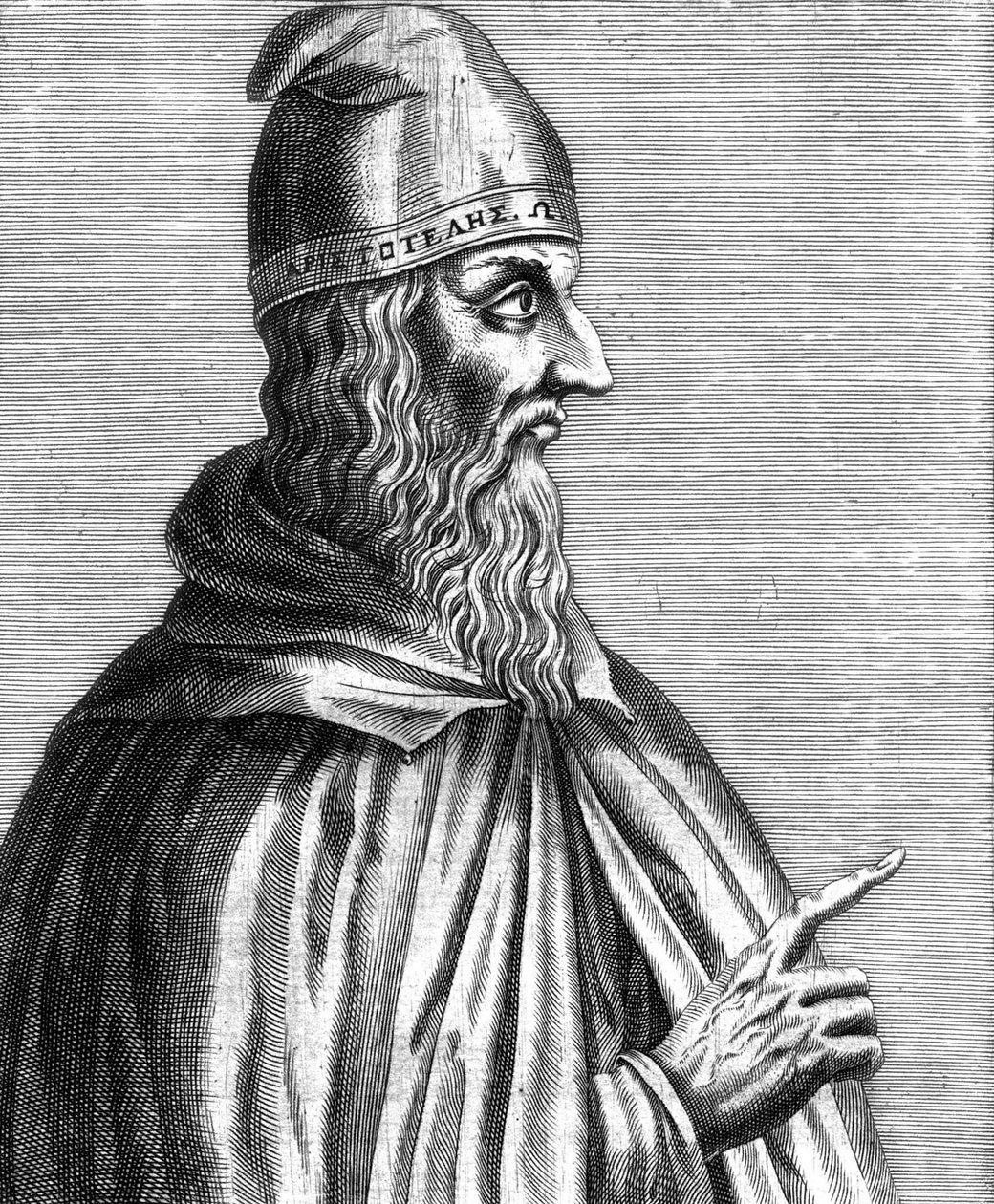 Aristoteles (384-322 f.Kr.) græsk filosof, fransk gravering af Unknown artist