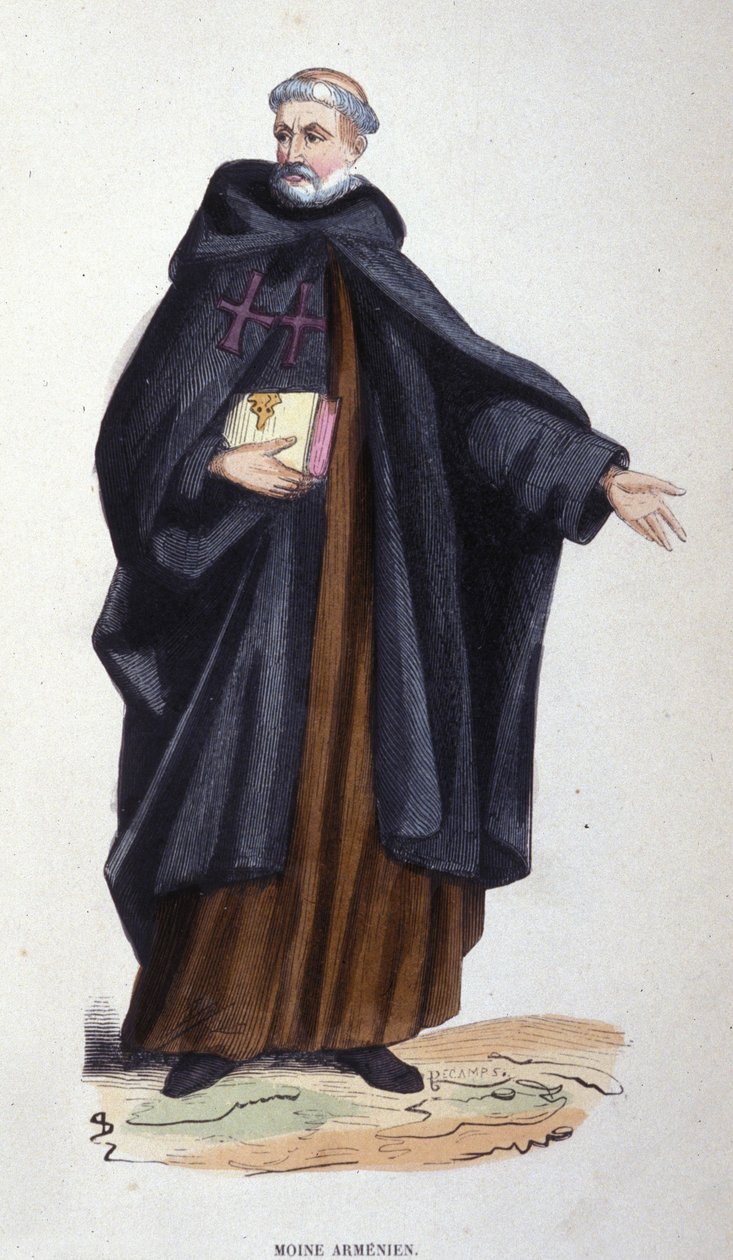 armensk munk. Gravering fra et album om religiøse ordrer, Paris af Unknown artist