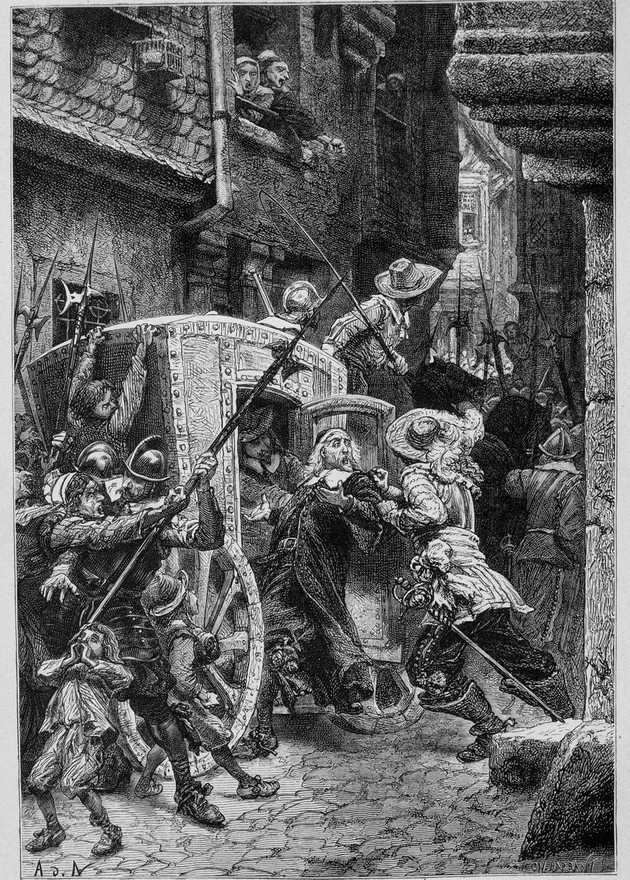 Arrestation af Brousel (begyndelsen af ​​Fronde) i "" History of France"" af Guizot af Unknown artist