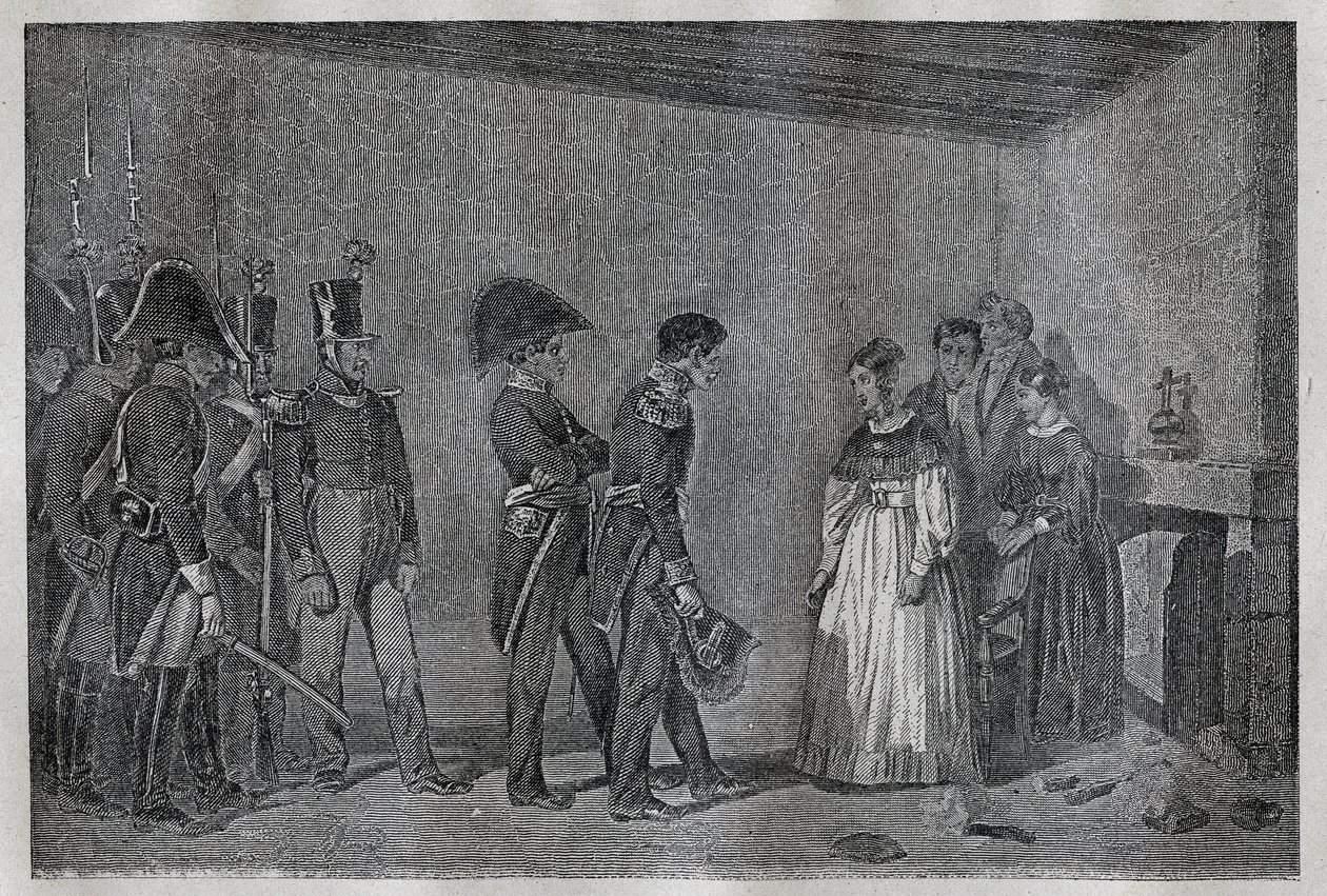 Arrestation af hertuginde af Berry (1798-1870 Marie-Caroline de Bourbon-Sicilien) i Nantes den 7. november af Unknown artist