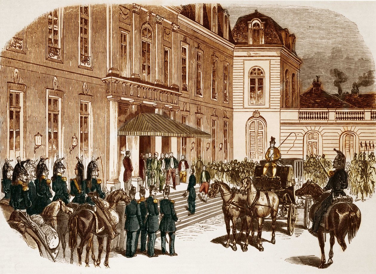 Ankomst af Louis Napoleon Bonaparte (Louis-Napoleon III) til Elysee dagen efter hans valg. af Unknown artist