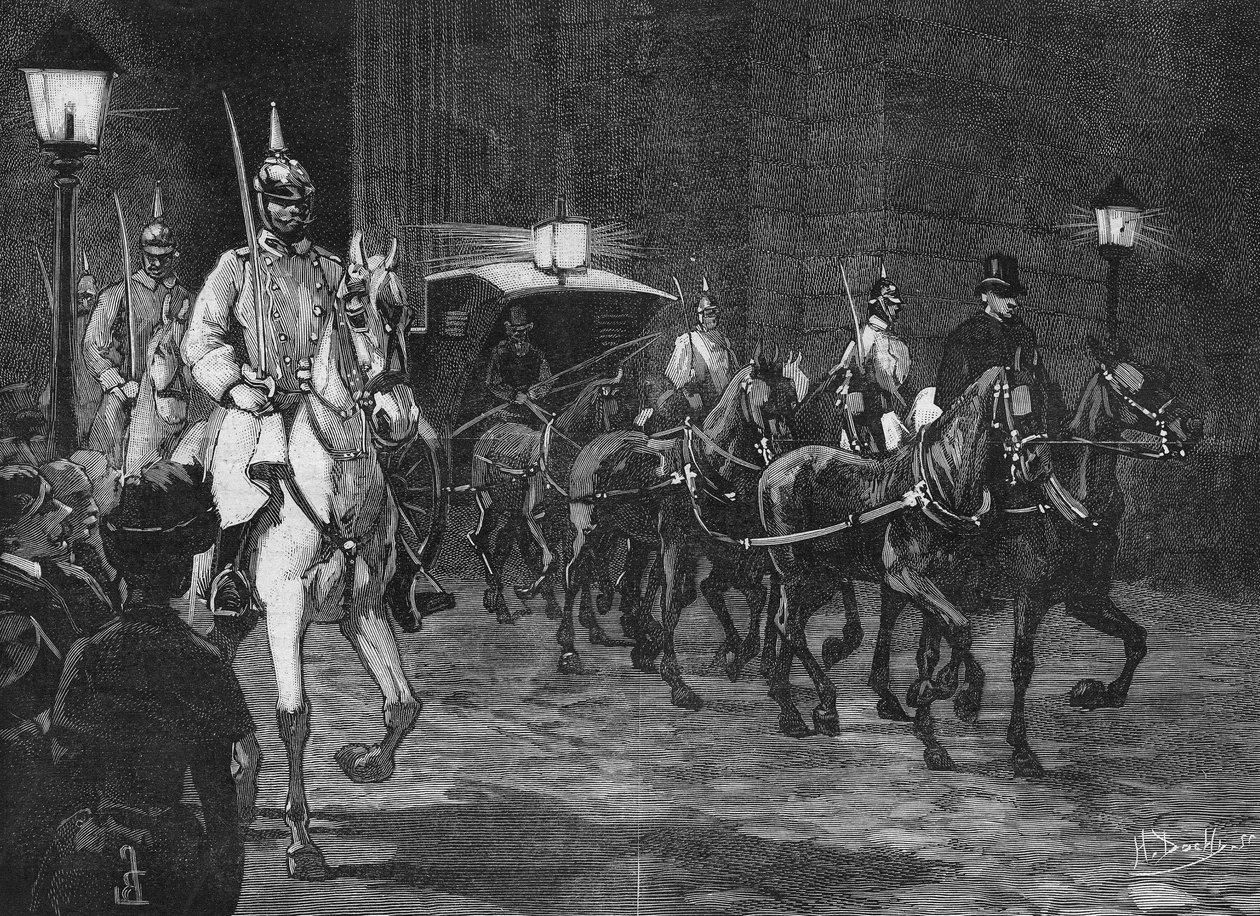 Ankomst af resterne af ærkehertug Rudolf af Habsburg (1858 - 1889), kronprins af Østrig. af Unknown artist