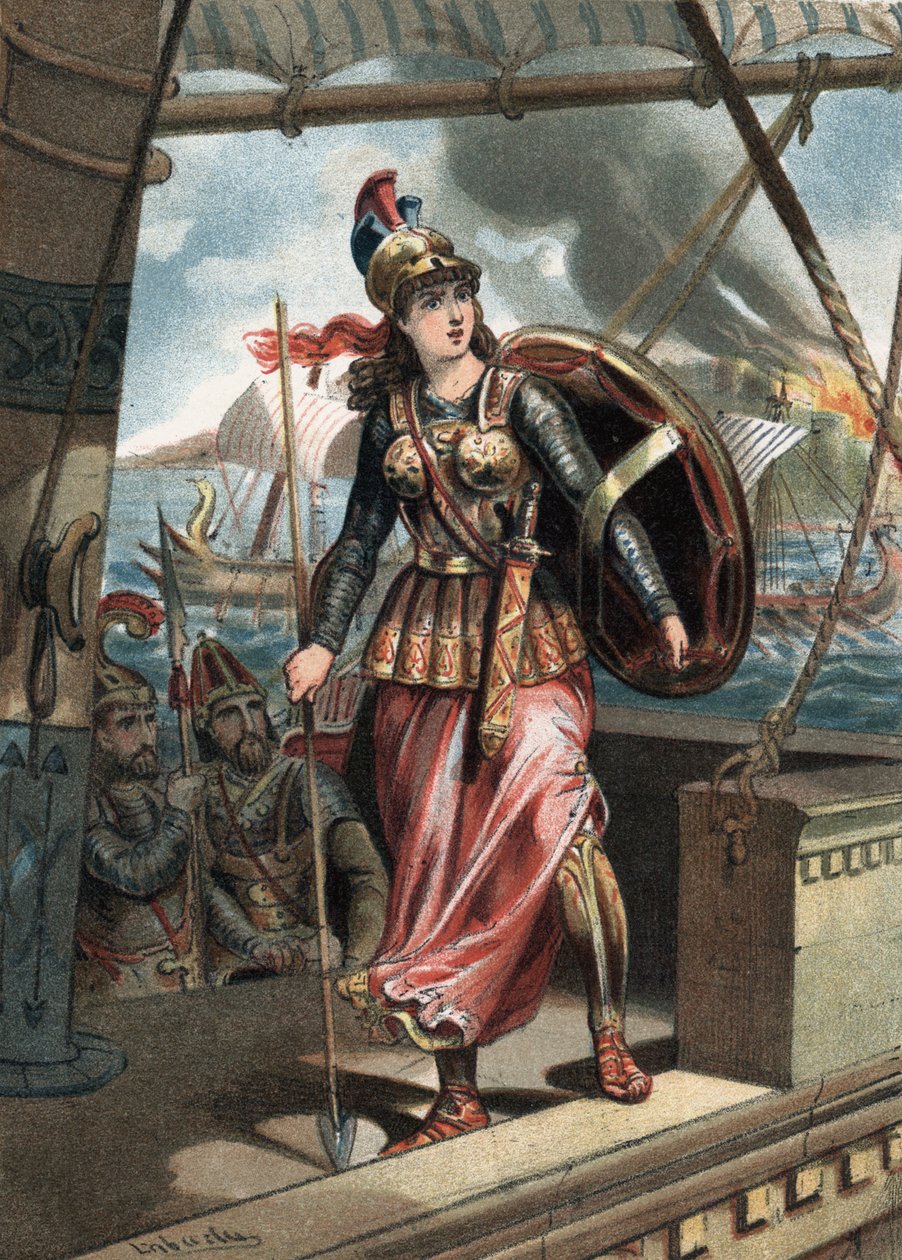 Artemis Iere (5. århundrede f.Kr.) gik til slaget ved Salamin (480) sammen med Xerxes I. i "" Skønhedskulten"" af John Just Huguet, Mill Brothers forlag af Unknown artist