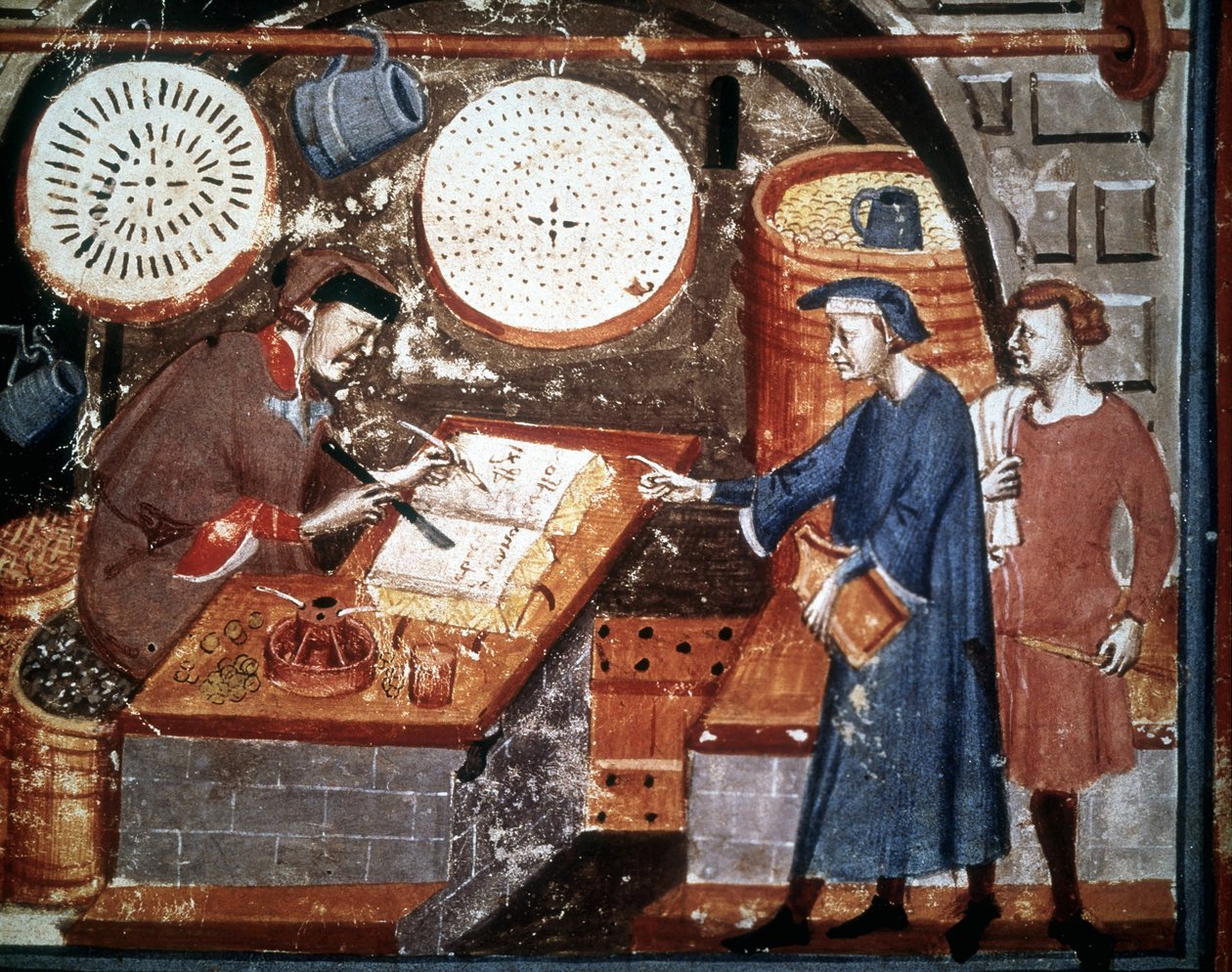 Håndværkerbutik i det 14. århundrede. Miniaturemanuskript fra 1300-tallet. Biblioteca Medicea Laurenziana, Firenze. af Unknown artist