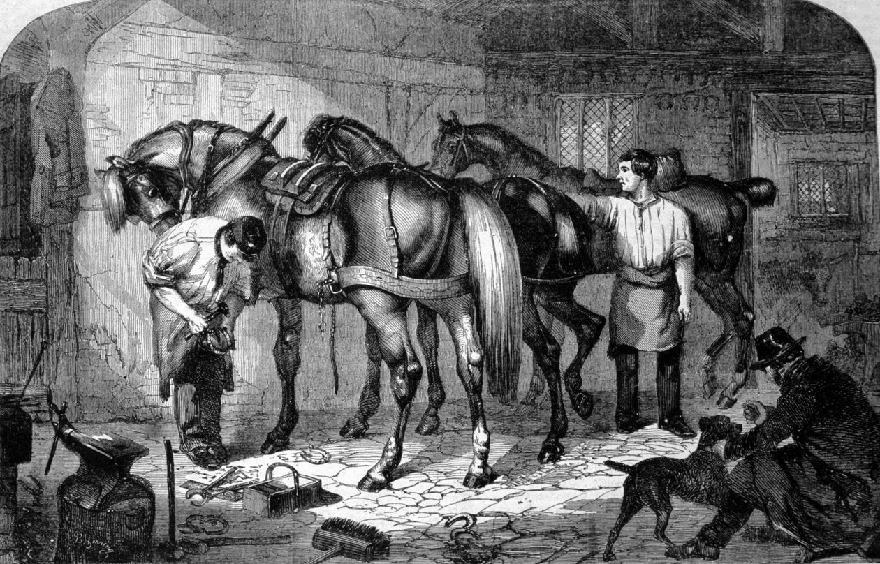 Håndværker: Marechal Ferrants lavede hovene på hestene. Indgravering af det 19. århundrede af Unknown artist