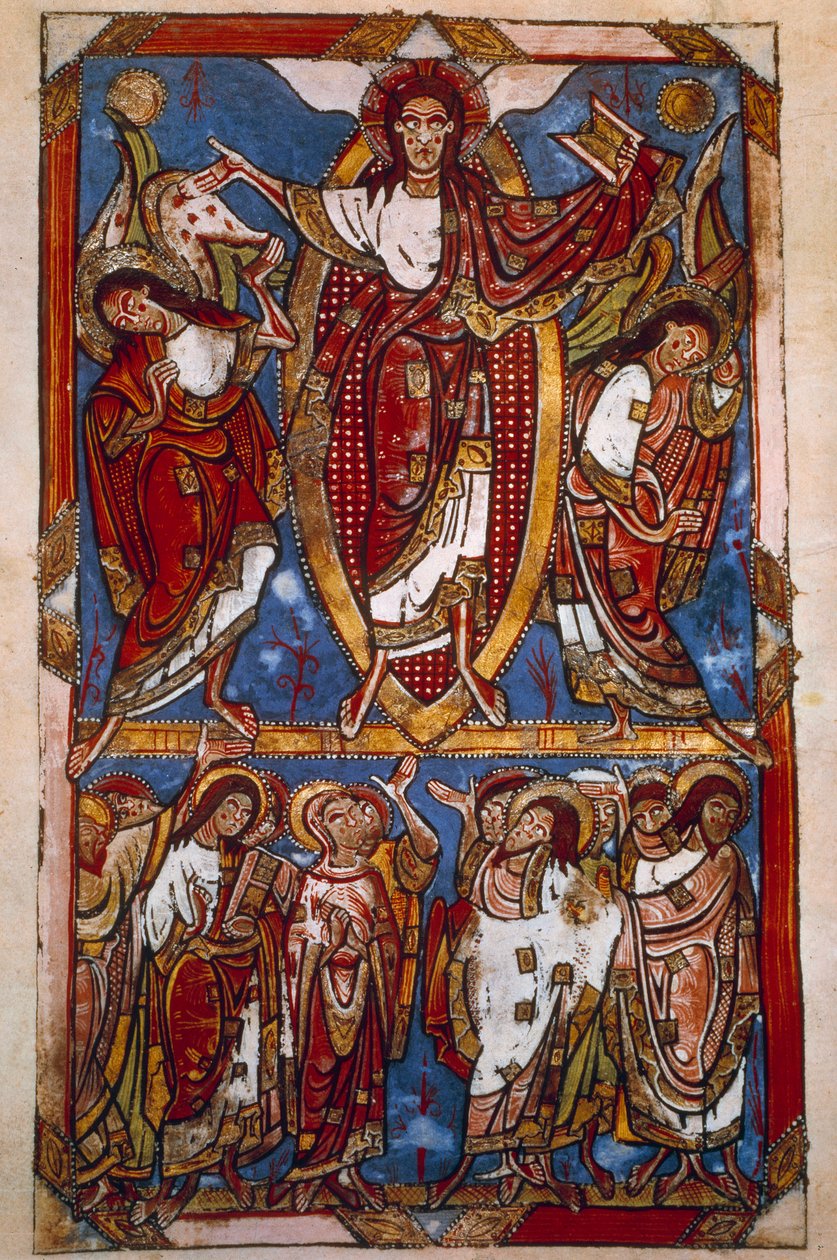 Ascension. Miniature i "Sacramentary of Saint-Martial de Limoges"" (Folio 84v), ukendt forfatter af Unknown artist