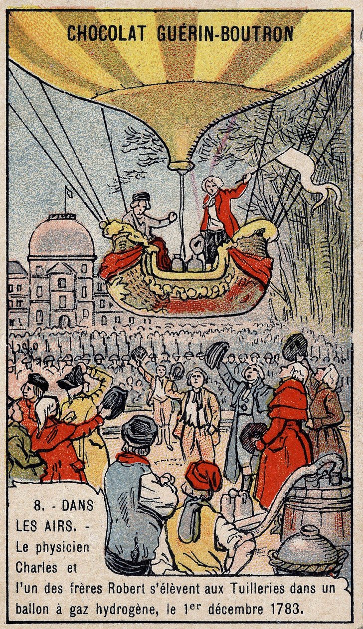 Ascension i en brintgasballon af fransk luftfart Charles og Robert le Jeune, lavet i Paris, i Tuilerierne. 1. december af Unknown artist