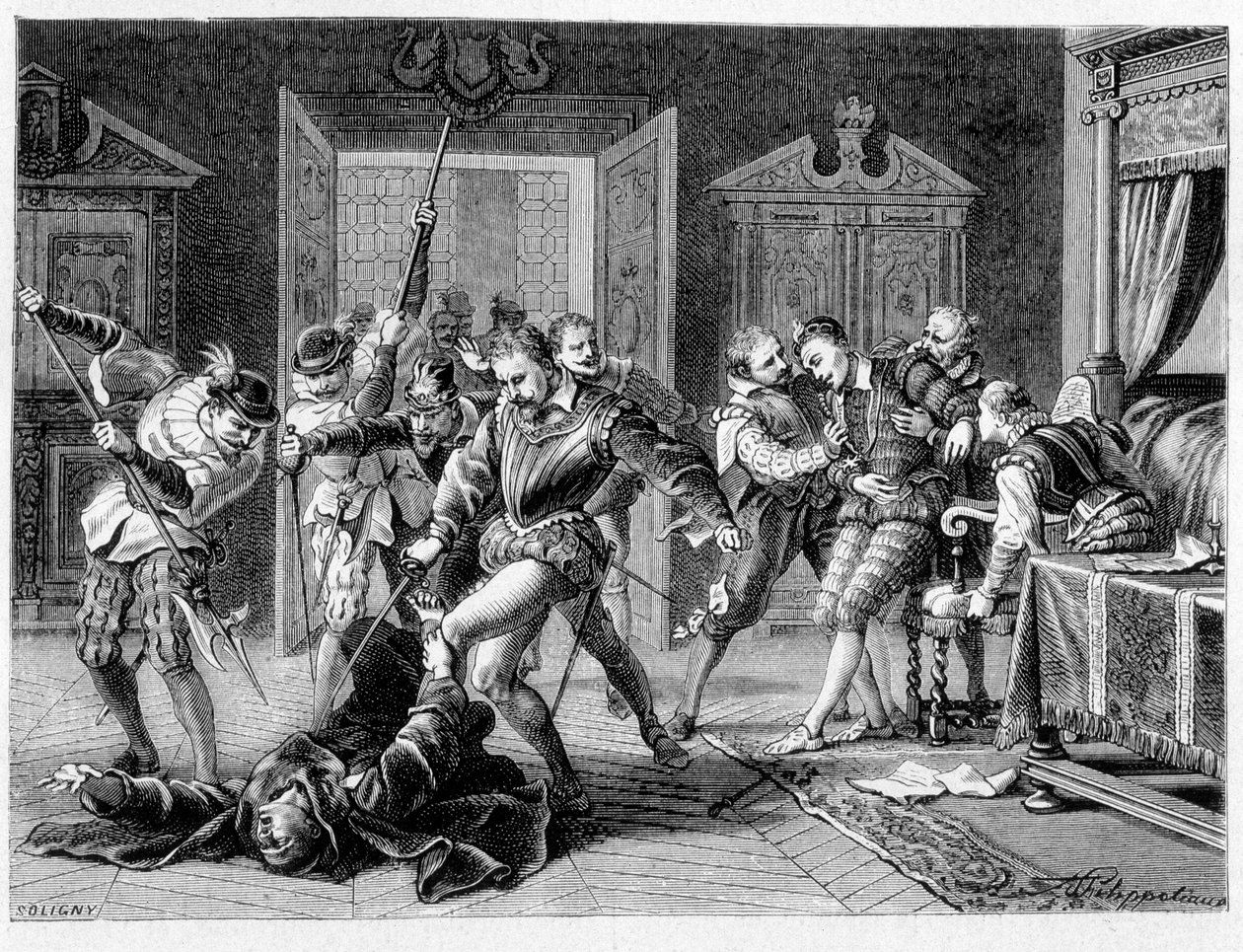 Mordet på Henrik III (1551 - 1589) af Jacques Clément i 1589 af Unknown artist