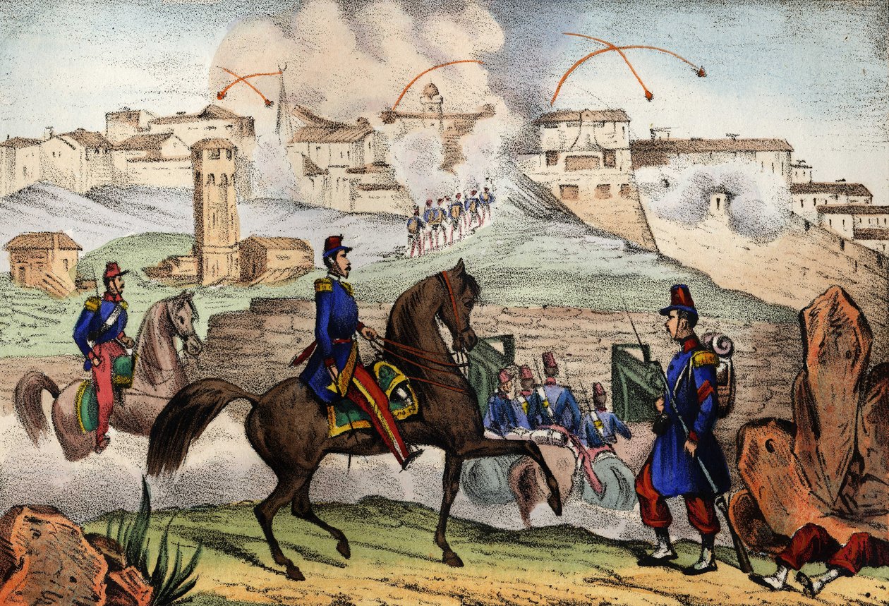 Angreb på Constantine, Algeriet, efter en 7-dages belejring af general Danrémont fra den franske Armee of Africa, den 13. oktober 1839. I "" Storia d
