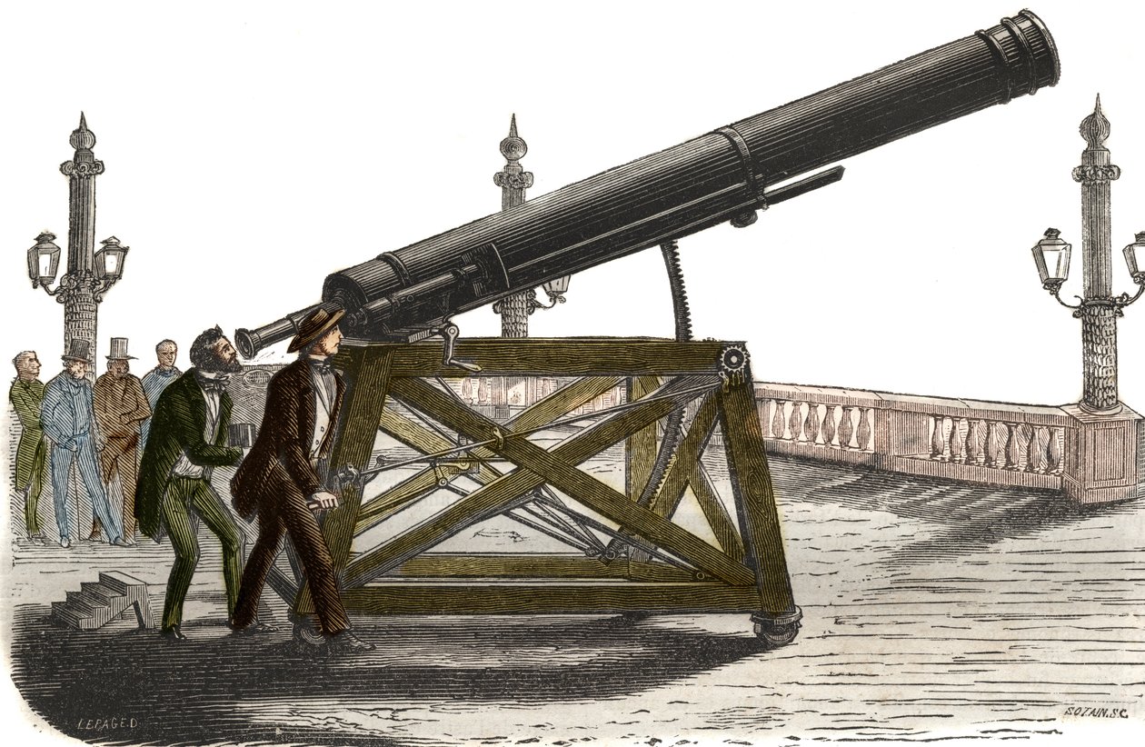 Astronomisk ramme af M. Queslins Place de la Concorde i Paris. Indgravering fra 1857 i "" Le Musee Des Sciences"" af Unknown artist