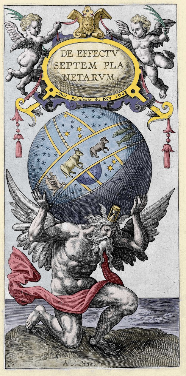 Atlas, der bærer verden. Stik fra begyndelsen af 1600-tallet. af Unknown artist